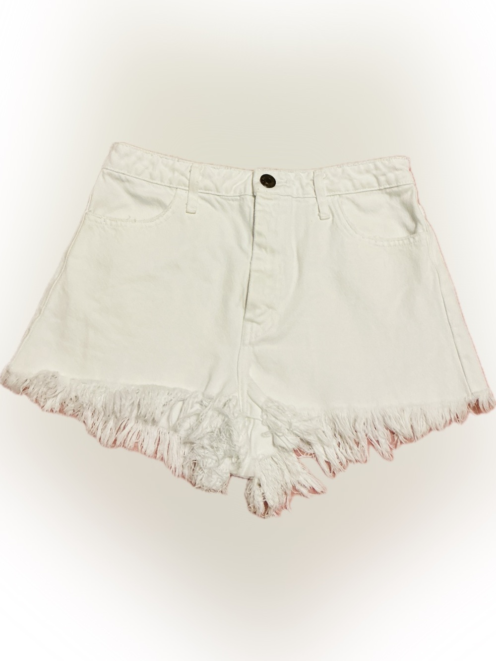 MUMU White Denim Distressed Frayed Hem Women Shorts